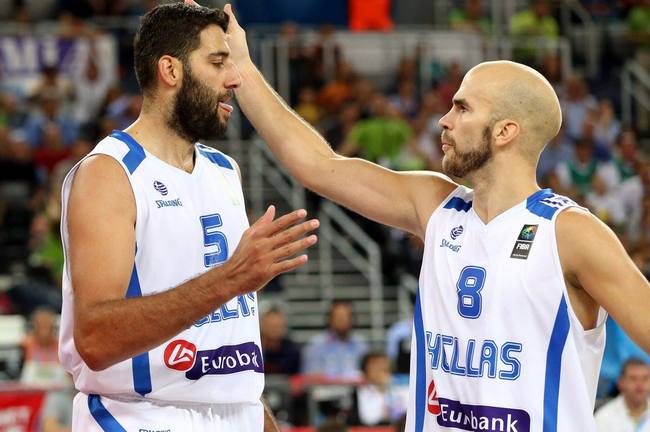Giannis Mpourousis Bourousis Nick Calathes Calathis Kalathes Kalathis Eurobasket Greece Hellas