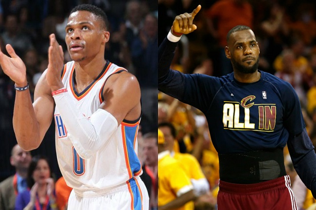 lebron james russell westbrook thunder cavs